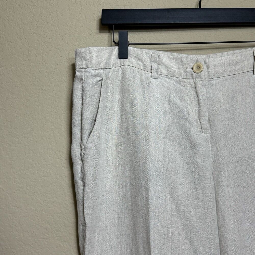 Eileen Fisher 100% Organic Linen Cream Wide Leg Trouser Pants Size L Lagenlook - Picture 4 of 12